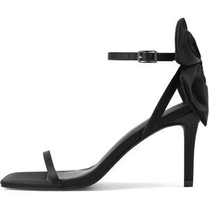 Black Bow Ankle Strap Stiletto Heels Women Open Toe Sandals NEW
